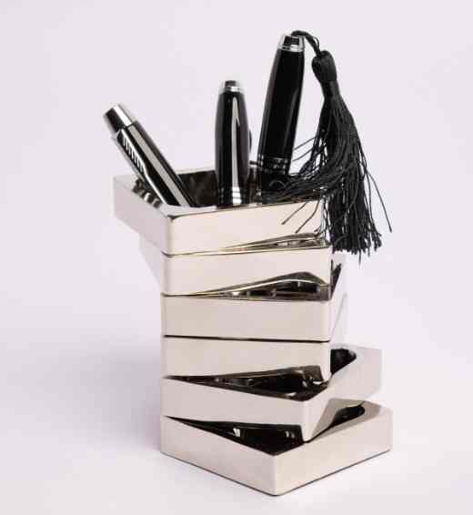 Silver Zig and Zag Executive Pen holder